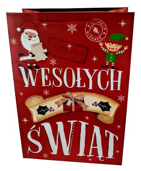 ŚWIĄTECZNA TOREBKA PREZENTOWA SZEROKIE DNO 42CM MIX
