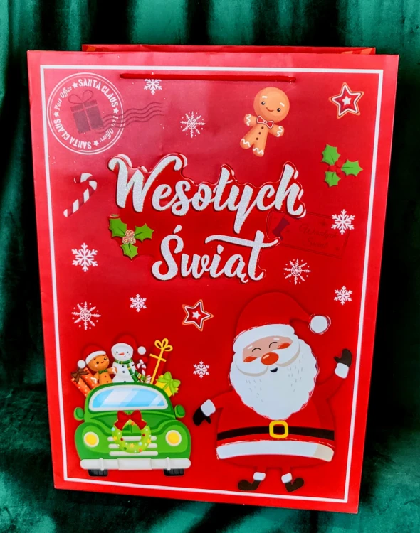 ŚWIĄTECZNA TOREBKA PREZENTOWA SZEROKIE DNO 42CM MIX