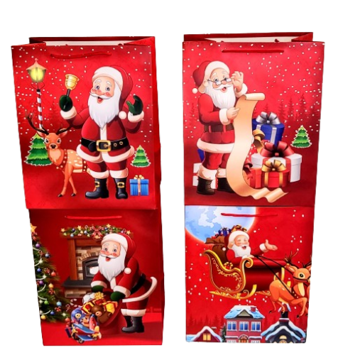 ŚWIĄTECZNA TOREBKA PREZENTOWA SZEROKIE DNO 32CM MIX