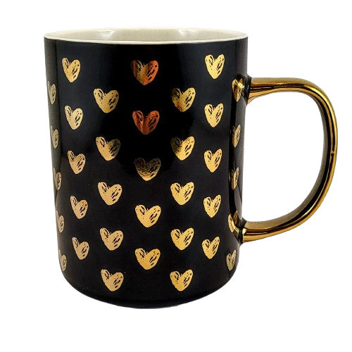 CERAMICZNY KUBEK ZE ZŁOTYM UCHEM 425ML