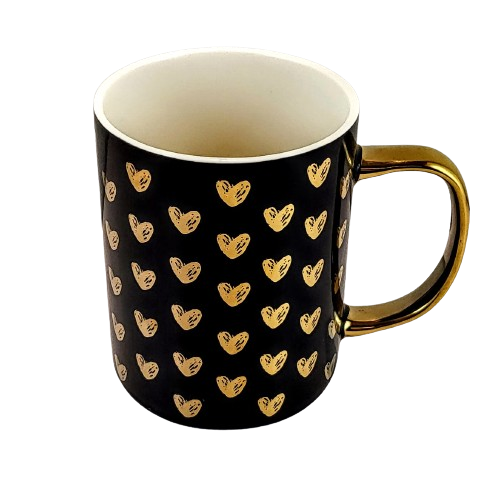 CERAMICZNY KUBEK ZE ZŁOTYM UCHEM 425ML