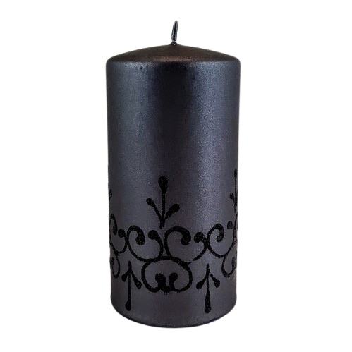 ŚWIECA TIFFANY NEW WALEC ŚREDNI 14CM CZARNY