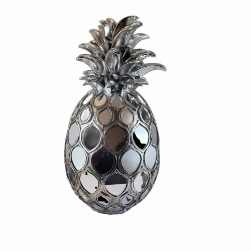 ANANAS DUŻA DEKORACJA SREBRNA Z LUSTREM, H: 47 cm