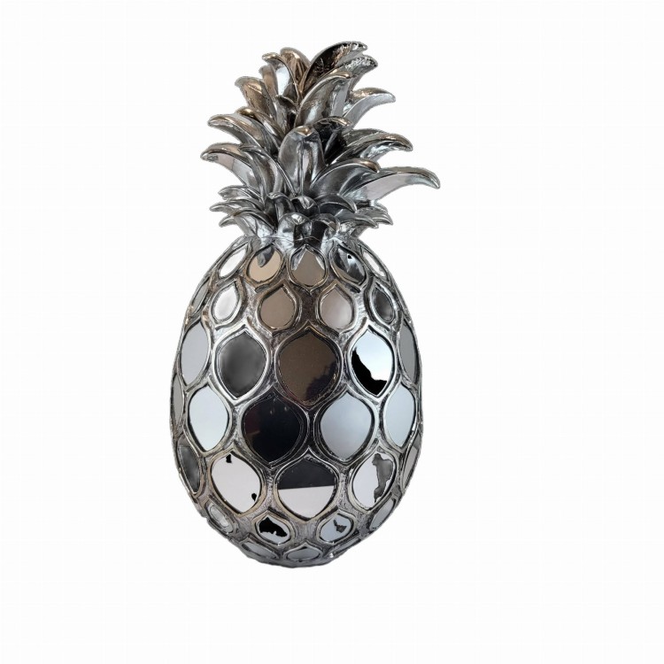 ANANAS DUŻA DEKORACJA SREBRNA Z LUSTREM, H: 47 cm