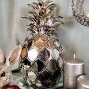 ANANAS DUŻA DEKORACJA SREBRNA Z LUSTREM, H: 47 cm