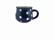 KUBEK CERAMICZNY W KROPKI GRANATOWY 75ML