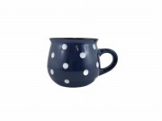 KUBEK CERAMICZNY GRANATOWY W KROPKI 230ML