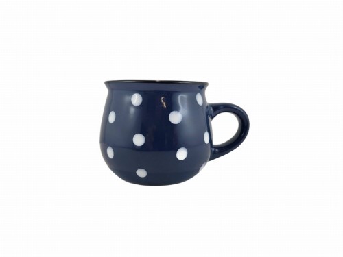 KUBEK CERAMICZNY GRANATOWY W KROPKI 230ML