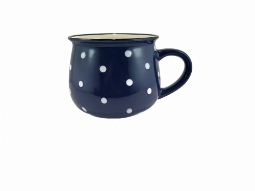 KUBEK CERAMICZNY GRANATOWY W KROPKI 770ML