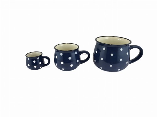 KUBEK CERAMICZNY GRANATOWY W KROPKI 770ML