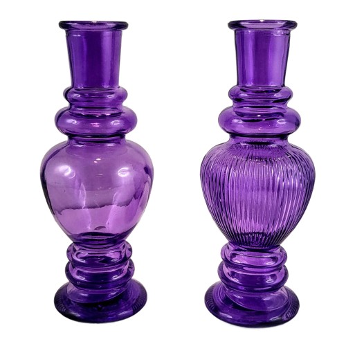 WAZON ŚWIECZNIK VENICE H15,5 CM FIOLET 2 WZORY