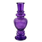 WAZON ŚWIECZNIK VENICE H15,5 CM FIOLET 2 WZORY