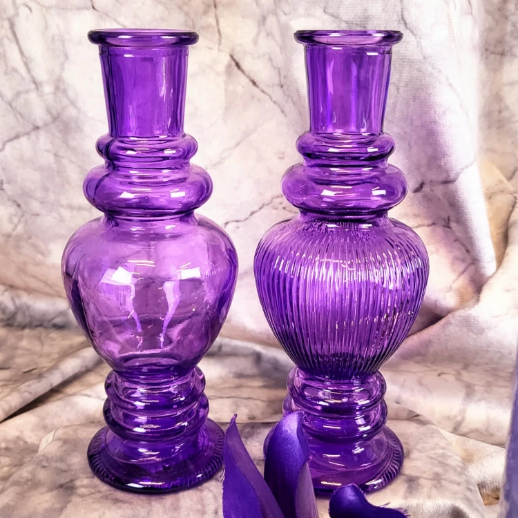 WAZON ŚWIECZNIK VENICE H15,5 CM FIOLET 2 WZORY
