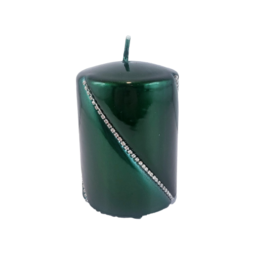 ŚWIECA BOLERO METALLIC WALEC MAŁY ZIELONY 10CM