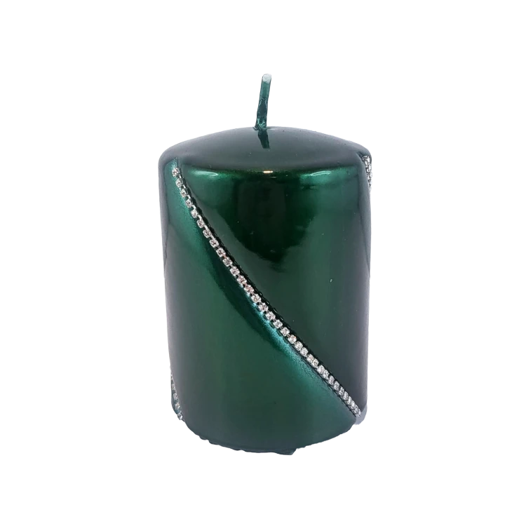 ŚWIECA BOLERO METALLIC WALEC MAŁY ZIELONY 10CM