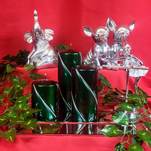 ŚWIECA BOLERO METALLIC WALEC MAŁY ZIELONY 10CM