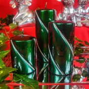 ŚWIECA BOLERO METALLIC WALEC DUŻY ZIELONY 17CM