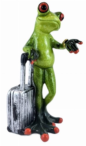FIGURKA ŻABA Z WALIZKĄ PODRÓŻNIK 16CM