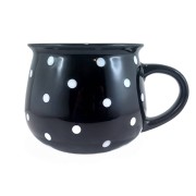 KUBEK CERAMICZNY CZARNY W KROPKI 770ML