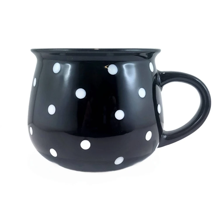 KUBEK CERAMICZNY CZARNY W KROPKI 770ML