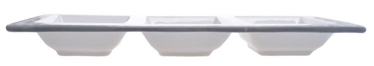 TALERZ PROSTOKĄTNY BIAŁO-SZARY Z ZAJĄCZKAMI 32CM