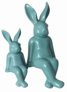 KRÓLIK CERAMICZNY SIEDZĄCY MATOWY ZIELONY DUŻY