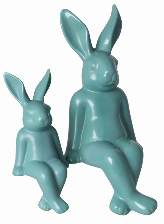 KRÓLIK CERAMICZNY SIEDZĄCY MATOWY ZIELONY DUŻY