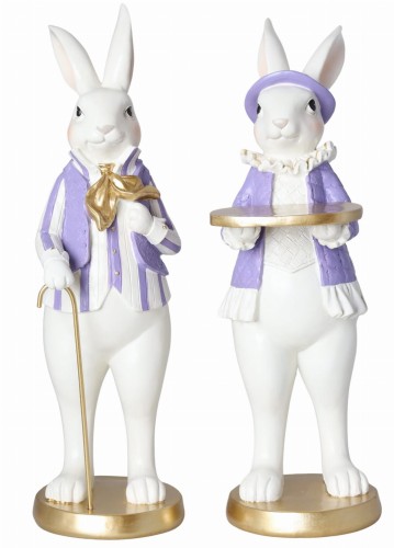 KRÓLIK STOJĄCY  LAWENDOWO-ZŁOTY 31 CM - MIX DWA WZORY MR LUB MRS