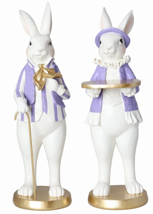 KRÓLIK STOJĄCY  LAWENDOWO-ZŁOTY 31 CM - MIX DWA WZORY MR LUB MRS