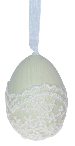 ZAWIESZKA JAJO WISZĄCE ZIELONE Z KORONKĄ 5X5X7CM