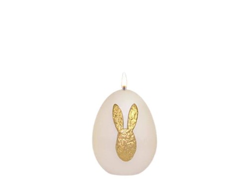 ŚWIECA JAJKO 9CM BUNNY METALIK PÓŁMAT BIAŁA