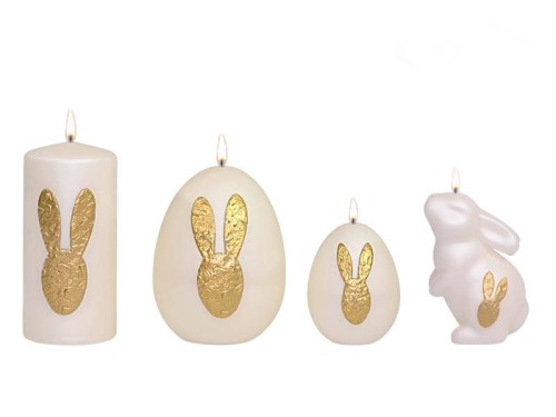 ŚWIECA JAJKO 9CM BUNNY METALIK PÓŁMAT BIAŁA