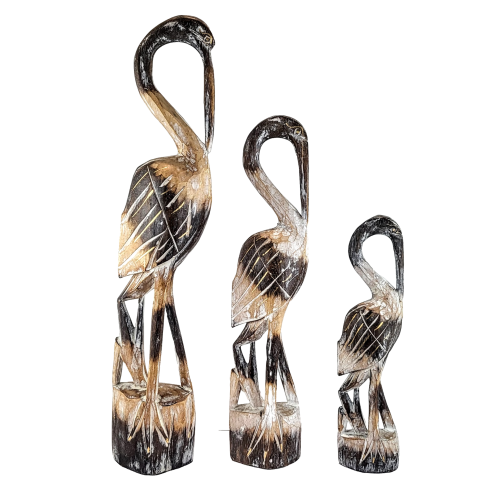 DREWNIANA FIGURKA KOMPLET 3 CZAPLE 50/40/30CM