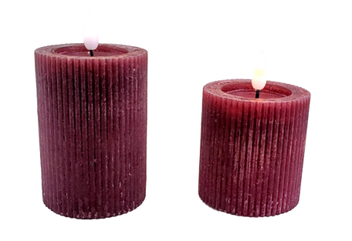 ŚWIECA LEDOWA RUSTIC BURGUNDOWA FI7 H10CM