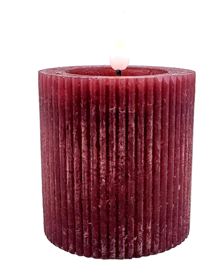 ŚWIECA LED RUSTIC BURGUNDOWA FI7 H7,5 CM