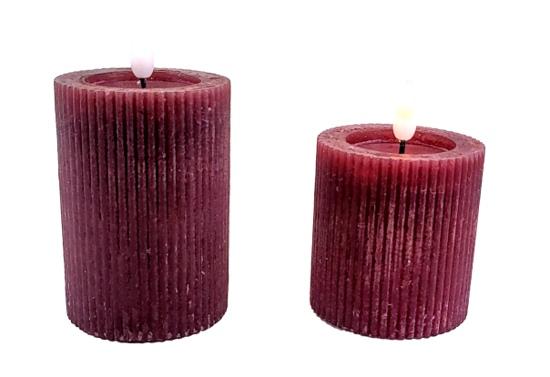 ŚWIECA LED RUSTIC BURGUNDOWA FI7 H7,5 CM