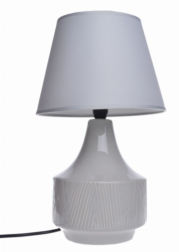 LAMPA CERAMICZNA BEŻOWA W PRĄŻKI 36cm