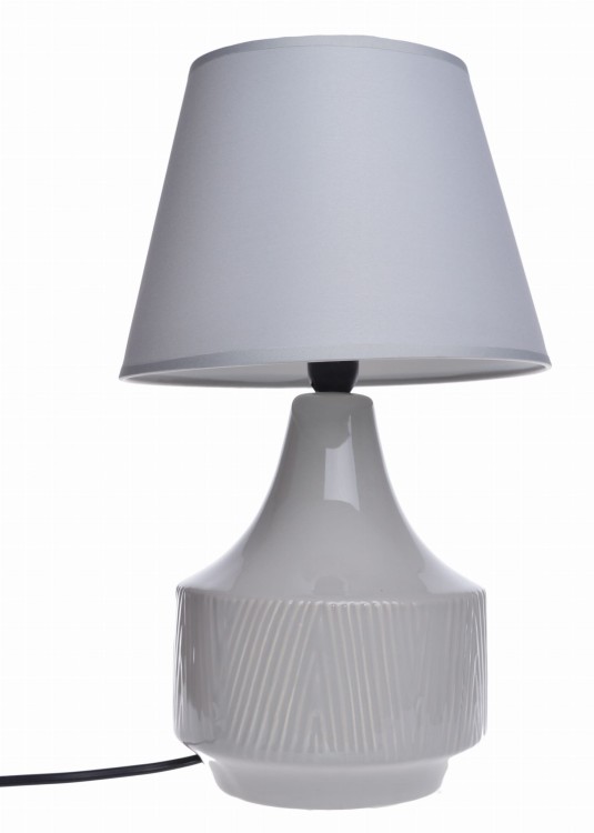 LAMPA CERAMICZNA BEŻOWA W PRĄŻKI 36cm
