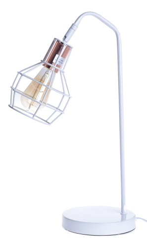 LAMPA NOWOCZESNA METALOWA BIAŁA Z ŻAROWKĄ 52CM