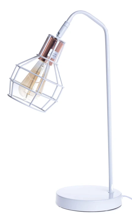 LAMPA NOWOCZESNA METALOWA BIAŁA Z ŻAROWKĄ 52CM