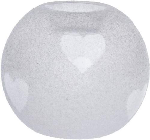 ŚWIECZNIK SZKLANY KULA W SERCA 10CM