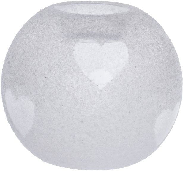 ŚWIECZNIK SZKLANY KULA W SERCA 10CM