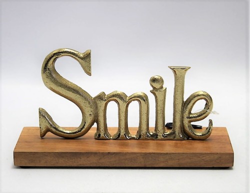 FIGURKA NAPIS SMILE ZŁOTY 23CM PREZENT