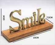 FIGURKA NAPIS SMILE ZŁOTY 23CM PREZENT
