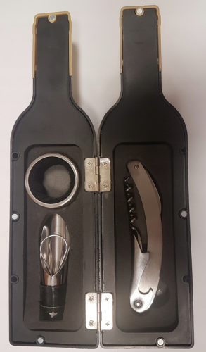 ZESTAW DO WINA 3 CZĘŚCIOWY W BUTELCE 24CM PREZENT