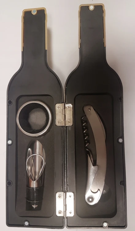 ZESTAW DO WINA 3 CZĘŚCIOWY W BUTELCE 24CM PREZENT