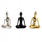 FIGURKA CERAMICZNA KOBIETA YOGA SREBRNA PREZENT