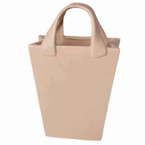 WAZON TOREBKA CERAMICZNY MATOWY BEŻOWY 30CM