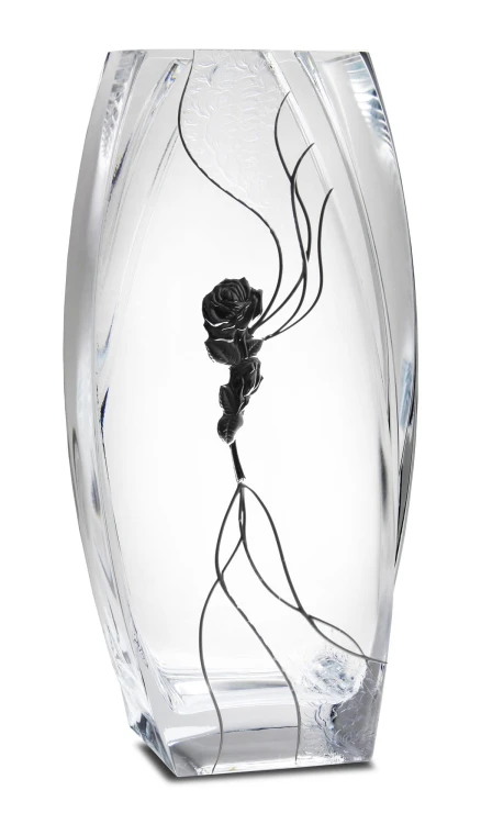 WAZON SZKLANY Z RÓŻĄ 32CM