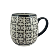 KUBEK CERAMICZNY BIAŁO CZARNY 390ML